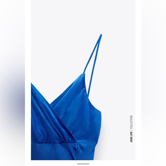 ZARA SATIN LINGERIE STYLE DRESS COBALT - Picture 6 of 9